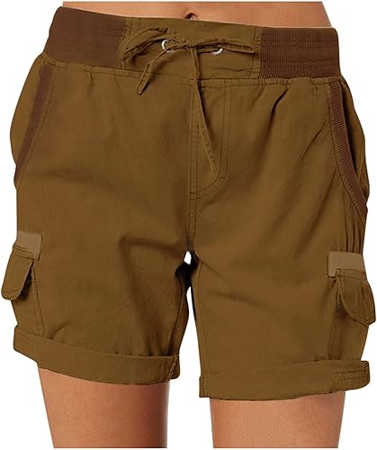 Miniatura 9 de XUNRYAN Pantalones cortos cargo para mujer, pantalones cortos de verano para correr, atléticos, pantalones cargo cortos, elásticos, de cintura alta,