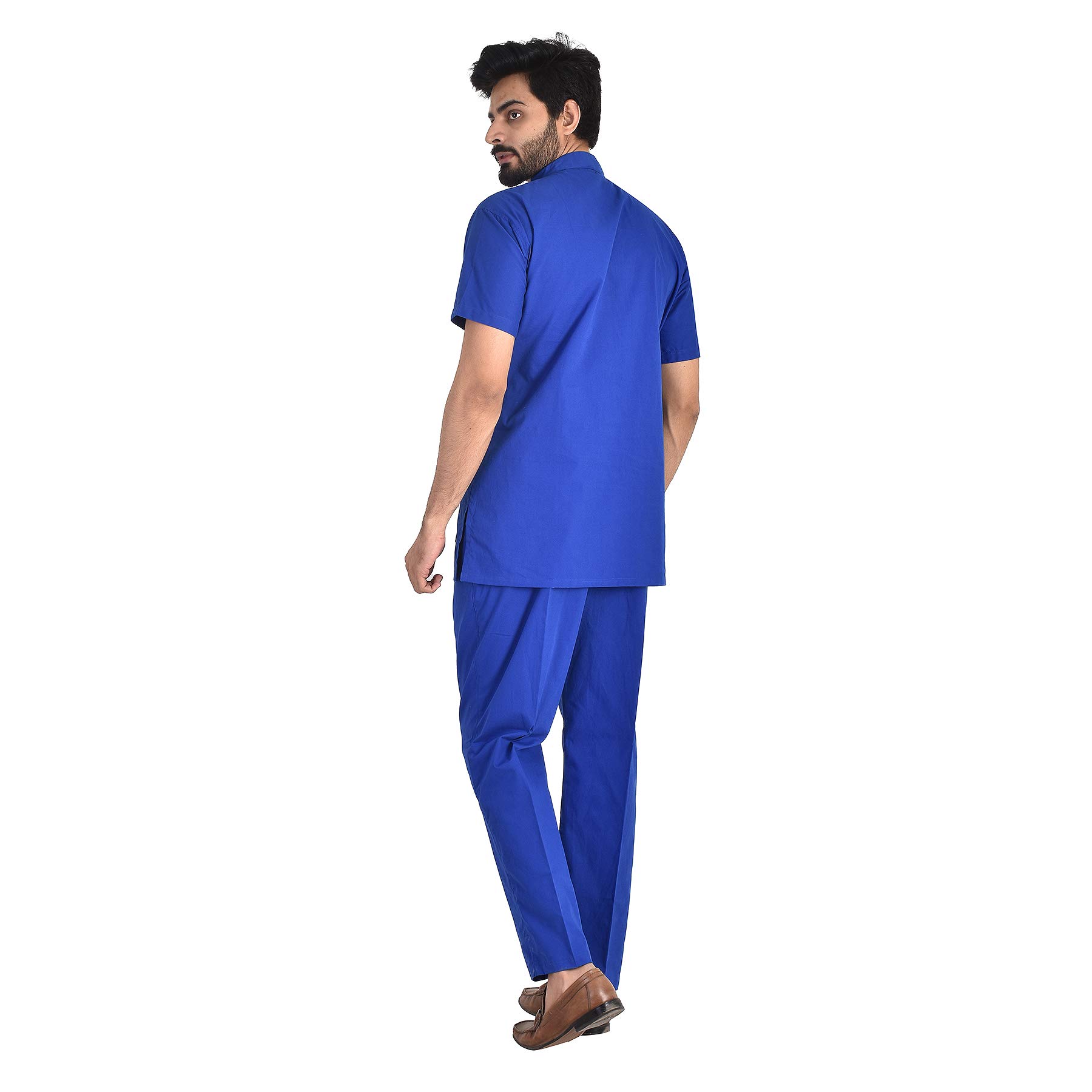 DENIMEN Unisex Medical Collar Scrub Suits Regular fit | Short Sleeves and Bottom Uniform Ideal for Doctors Nurses Dentists&Healthcare Professionals scrub suit made of 100% cotton(Sky Blue)