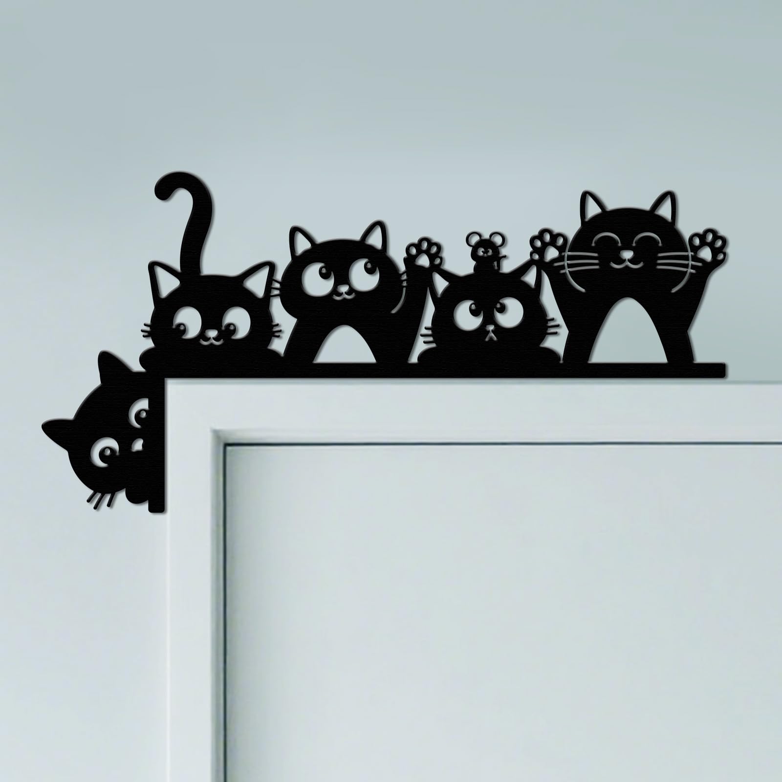 CUTHOLLOW Funny Cat Door Topper Sign Wall Art Decor, 30x15cm Metal Unique Hanging Above Door Frame Corner Accent for Home Living Room Front Door Hallway Entryway, Best Gift for Housewarming Xmas โ image 1