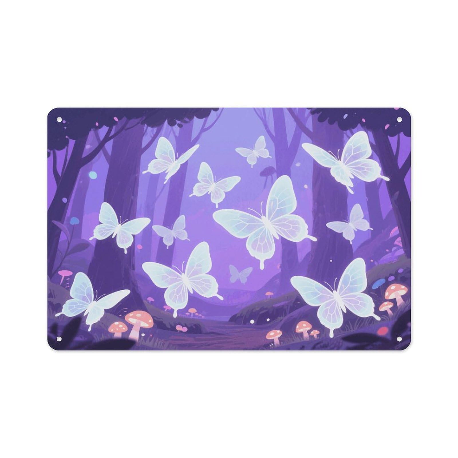 VstaDank Butterfly Wall Art Prints Metal Sign Decor Painting Aluminum Wall Hanging Decor Vintage Poster Sublimation Picture Panel Weatherproof Art Decorative Wall Decors