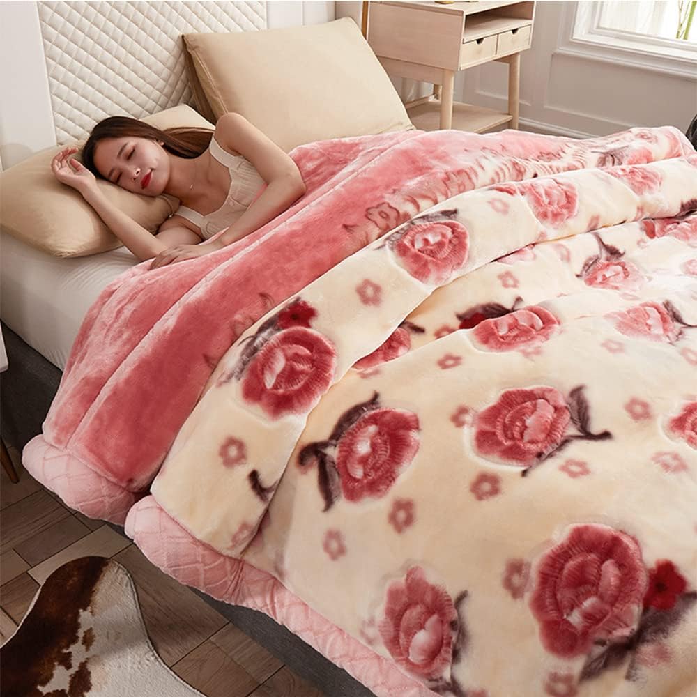 Fleece Blanket Quee King Size,Plush Korean Mink Blanket,4Kg - 2 Plyprinted Heavy Blanket for Winter - Ultra Soft Microfiber Sofa Fleece Blankets,V,200x230cm 4Kg(78x91in9lb)