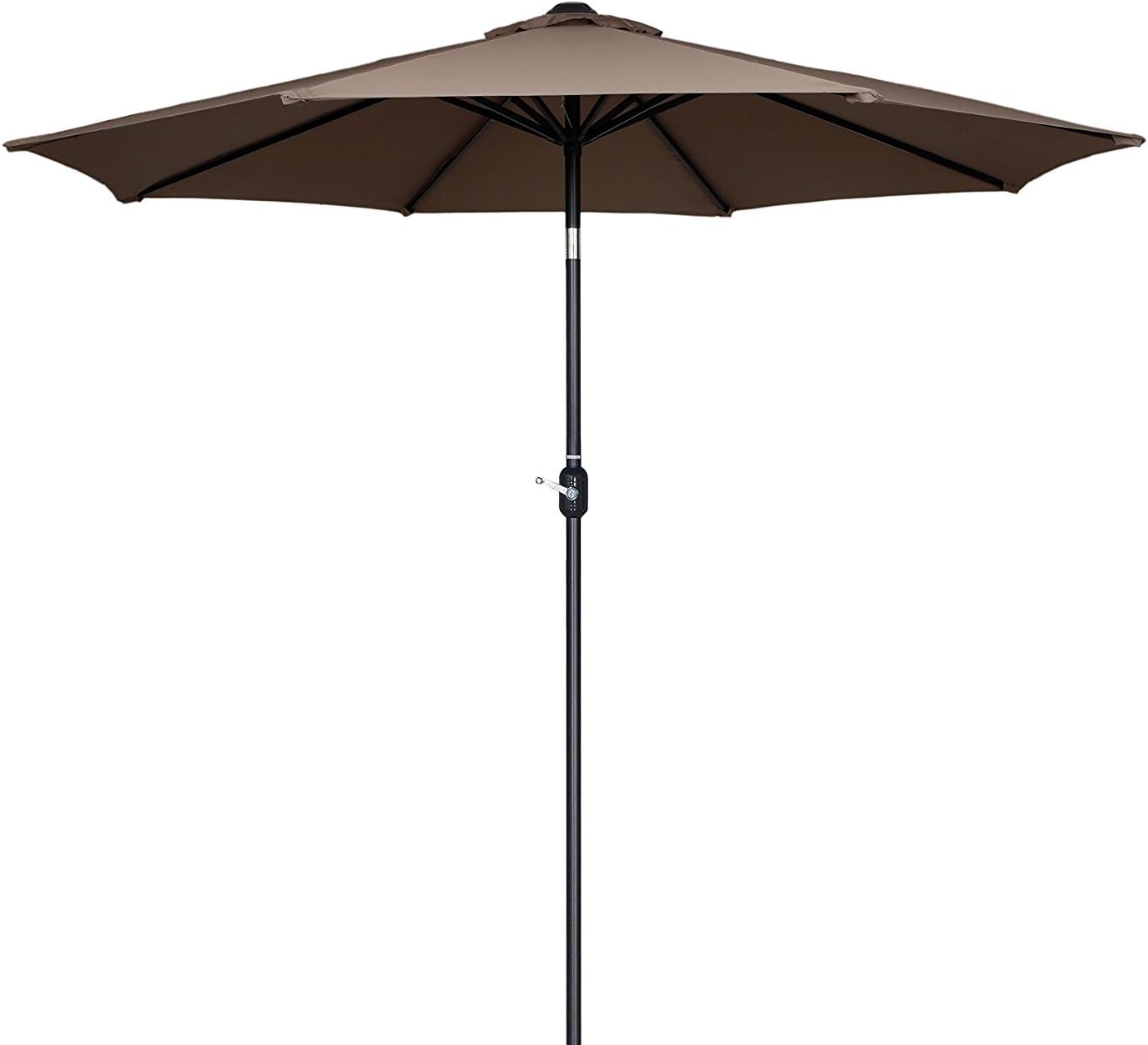 10Ft Outdoor Steel Patio Market Umbrella with Push Button Tilt and Crank (Taupe), 1.9" (48mm) Steel Pole