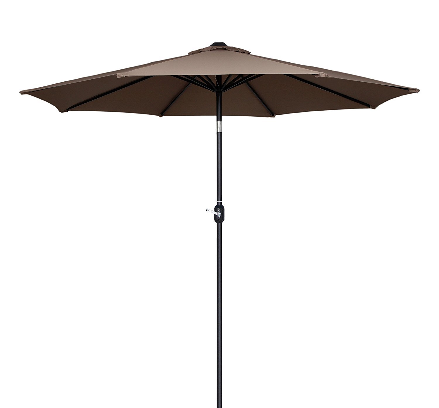 10Ft Outdoor Steel Patio Market Umbrella with Push Button Tilt and Crank (Taupe), 1.9" (48mm) Steel Pole