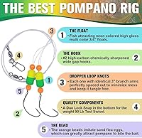 Vista 3 de Aparejos Pompano para Pesca de Surf en Agua Salada con Gancho de Doble Círculo y Espacio Amplio - Juego de 6 Accesorios de Pesca de Surf