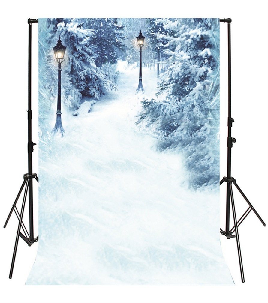 YongFoto Weihnachts-Fotohintergrund – 1x1,5 M, Vinyl, Motiv: Winterwunderland Mit Rentier, Für Studio & Dekoration