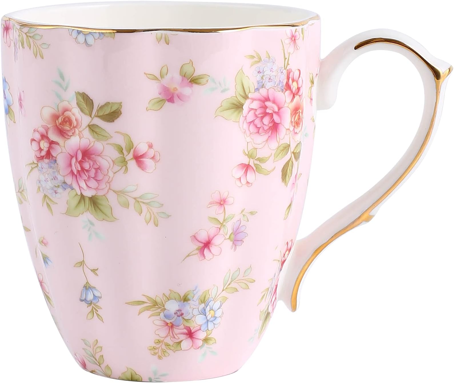 Flora 13oz Bone China Coffee Mugs - Teacups for Valentine's Day, Christmas, Birthdays & Gifts for Women, Friends, Coworkers & Bosses