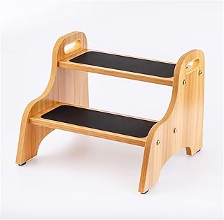 StrongTek Wooden 2 Step Stools for Kids, Toddler with Non-Slip Stepping Surface, Portable Stool with Handles for Bathroom ...