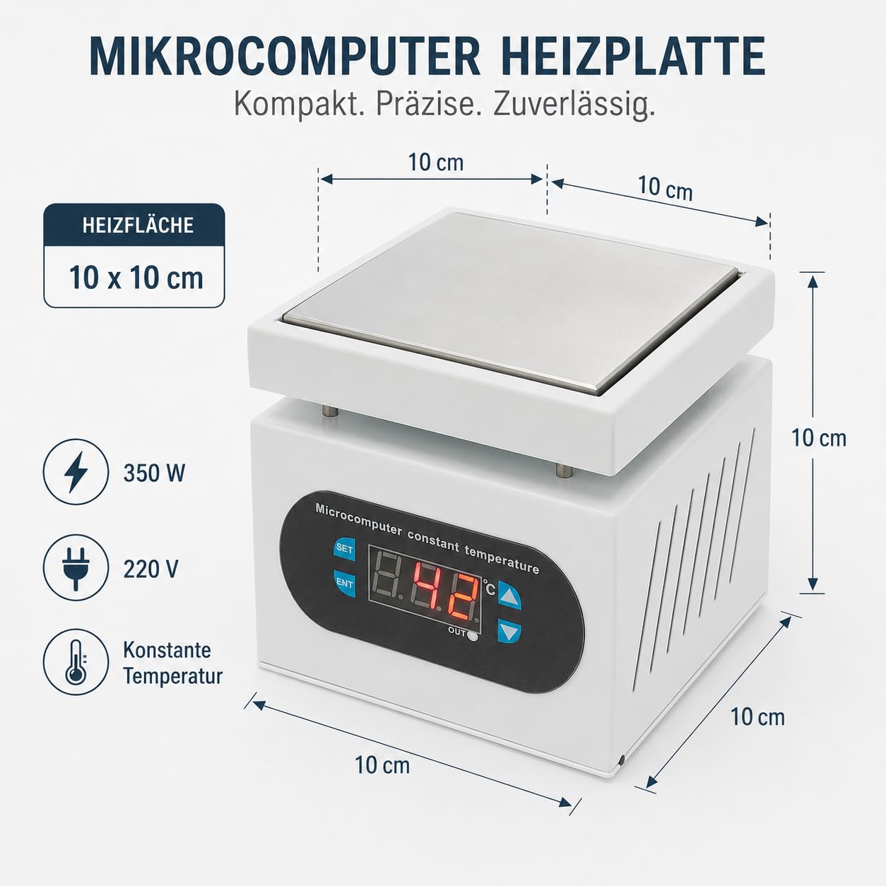 Heizplatte 10x10 cm, Wärmeplatte Heizplatte Handy Reparatur, Untertischgerät, Elektronik Reparatur Labor, Aluminiumlegierung, for Leiterplatten und SMD-Arbeiten