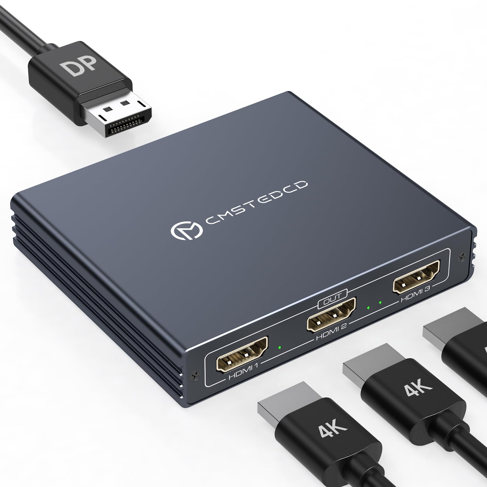 DisplayPort to HDMI Splitter for Multi Monitor Adapter 4K@60Hz DisplayPort Splitter 1 in 3 Out for 3 Monitor HDMI Support Extended Mode on Windows for DP 1.4 Input Devices Only