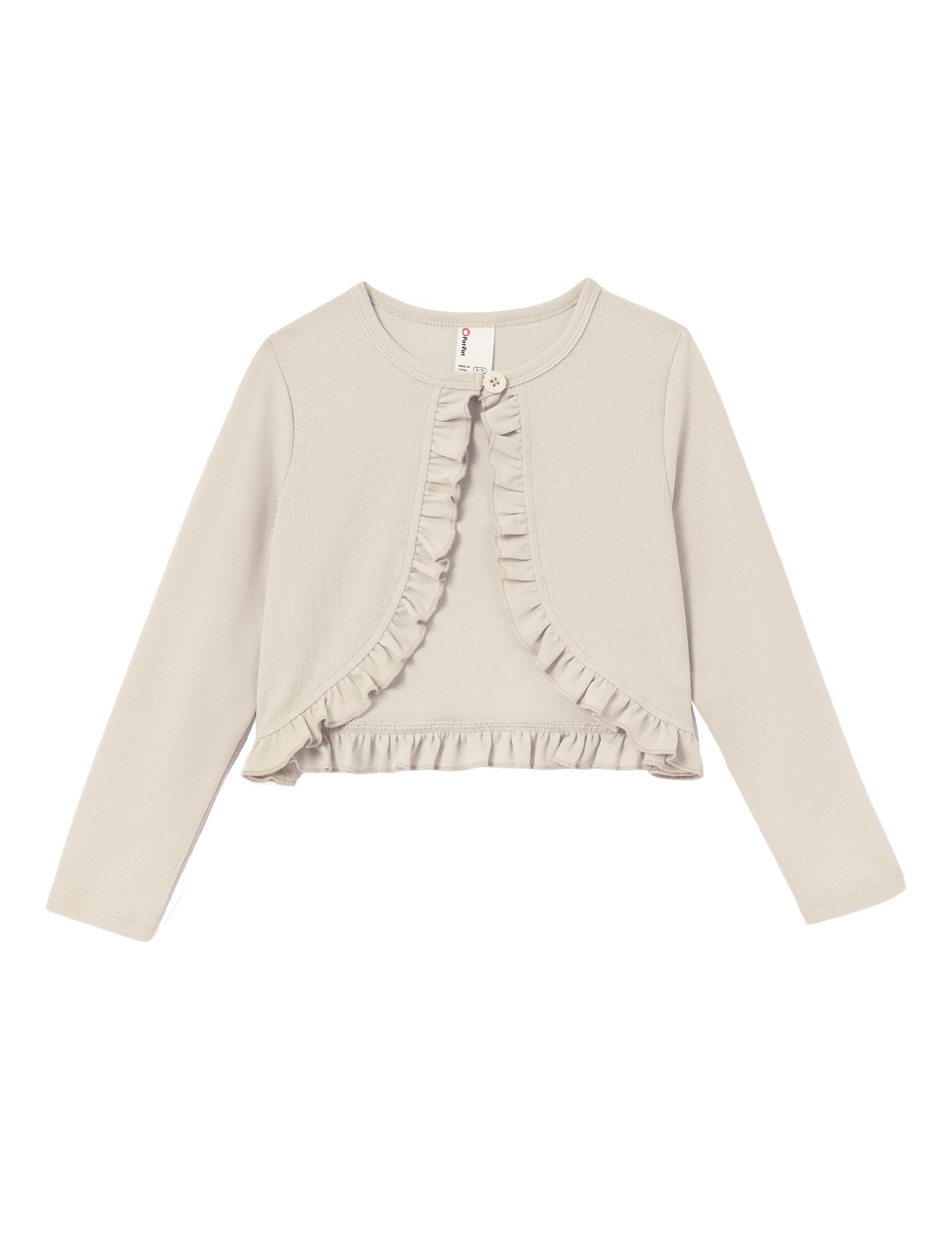 PATPAT Girls Cardigan Bolero Ruffle Open Front Button Cover Up Tops 4-12Y