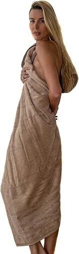 Miniatura 5 de Mosobam Toallas de baño de lujo de 700 GSM, 35 x 70 pulgadas, color gris pardo claro, juego de 2, toallas turcas de gran tamaño, viscosa hecha de