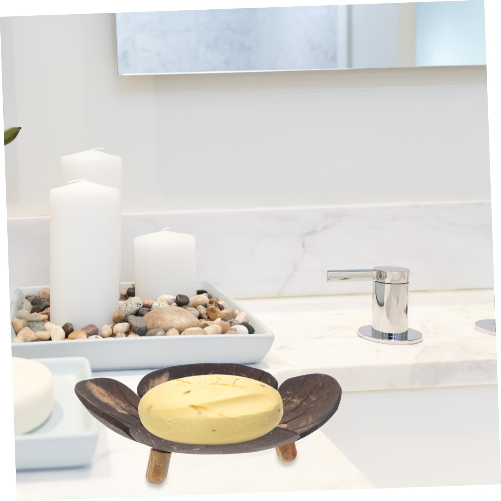 Ciieeo 5 Jaboneras con Forma De Concha para Baño Estilo Pétalo Decoración Acogedora Autodrenante Soporte para Jabón Y Champú.