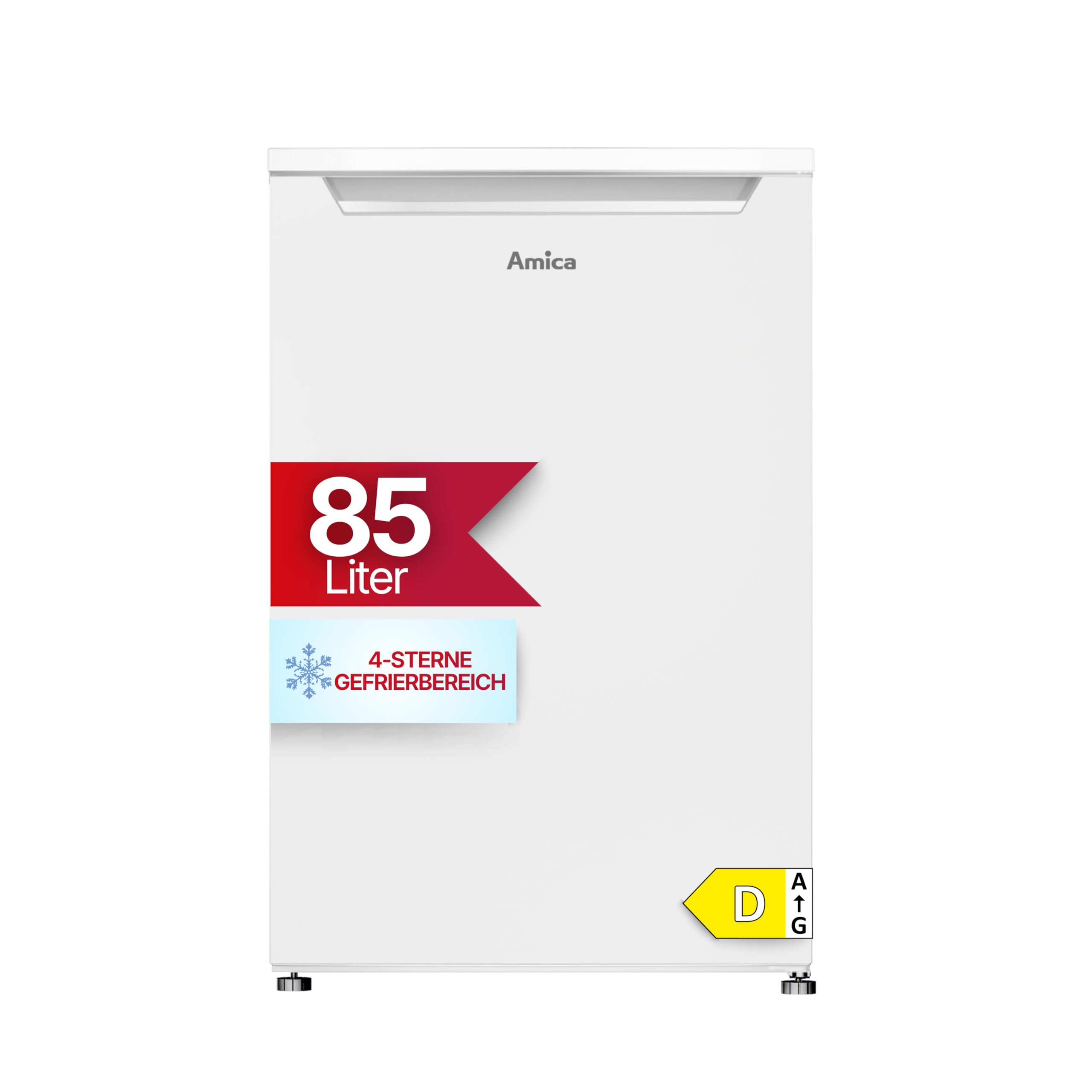 Amica Mini congelatore autoportante 84,5 x 55 x 56 cm, 85 l, congelatore a 4 stelle, porta intercambiabile AGS 3210 W, congelatore bianco