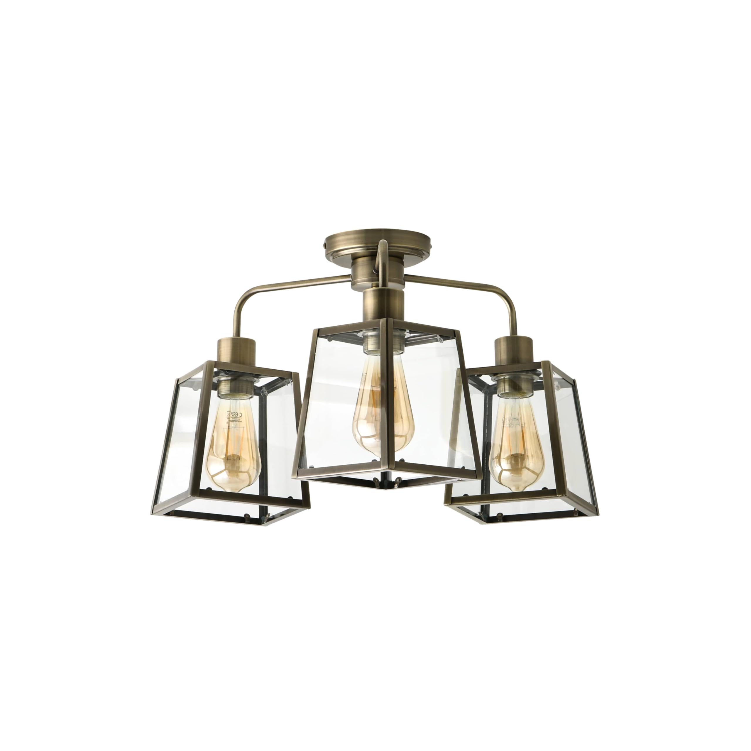 Valuelights Bronze | Susie Antique Brass Arm Glass Lantern Ceiling Light | Ceiling Lights, Home Décor & Improvement Essential Size 3