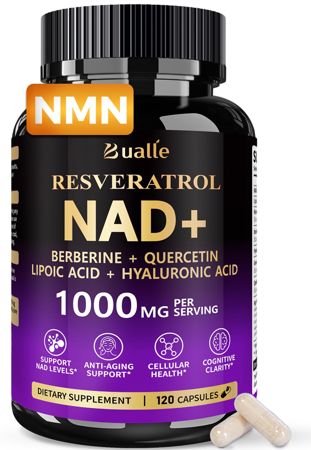Liposomal NAD Resveratrol Supplement, NAD Supplements for Women & Men 120 Count (Pack of 1)
