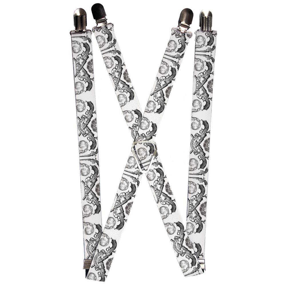 Tirantes premium Buckle-Down con herrajes resistentes en blanco y gris 4