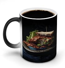 Sandwich Mug Heat Sensitive Color Changing Cup Large Ceramic Coffee Mug Personalized Mugs Luxurious Cups for Office And Home Novelty Ceramic Cup Magic Funny Art Mugs