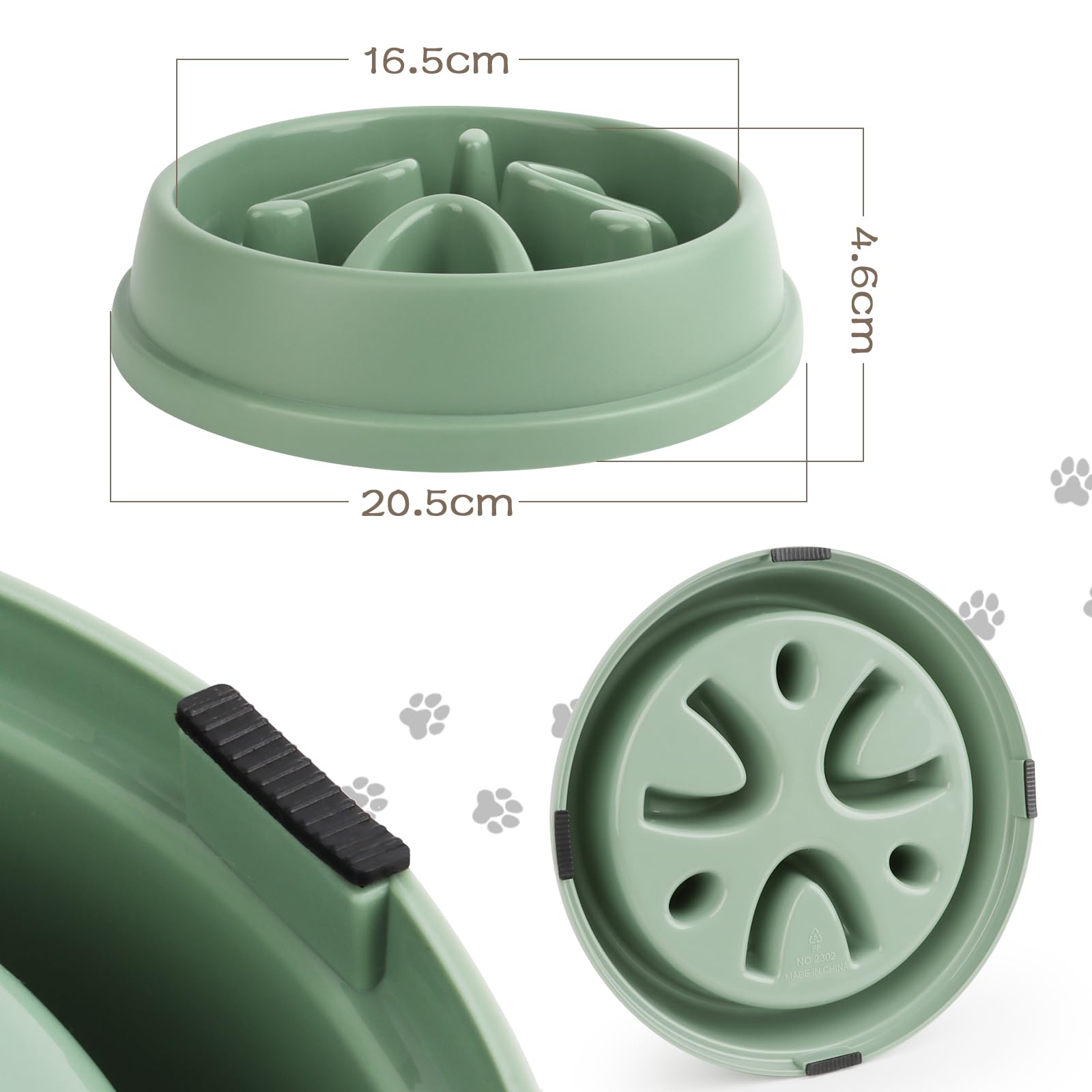 RISVOWO Ciotola Anti Ingolfo Per Cani E Gatti - Slow Eating, Base Antiscivolo, 20,5 Cm