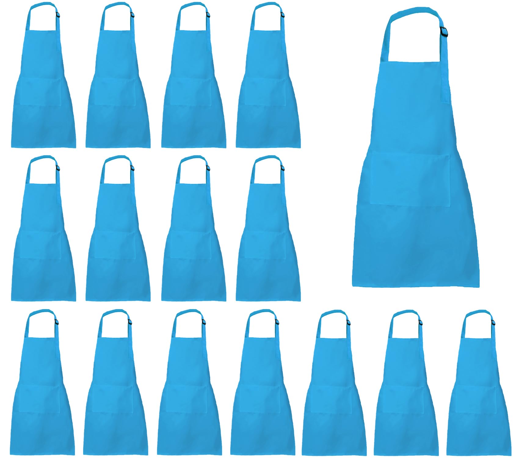 XIEJINJIA 16 Pack Kids Waterproof Apron with Pockets Adjustable Chef Artists Child Cooking Baking Painting for Boys and Girls Blue