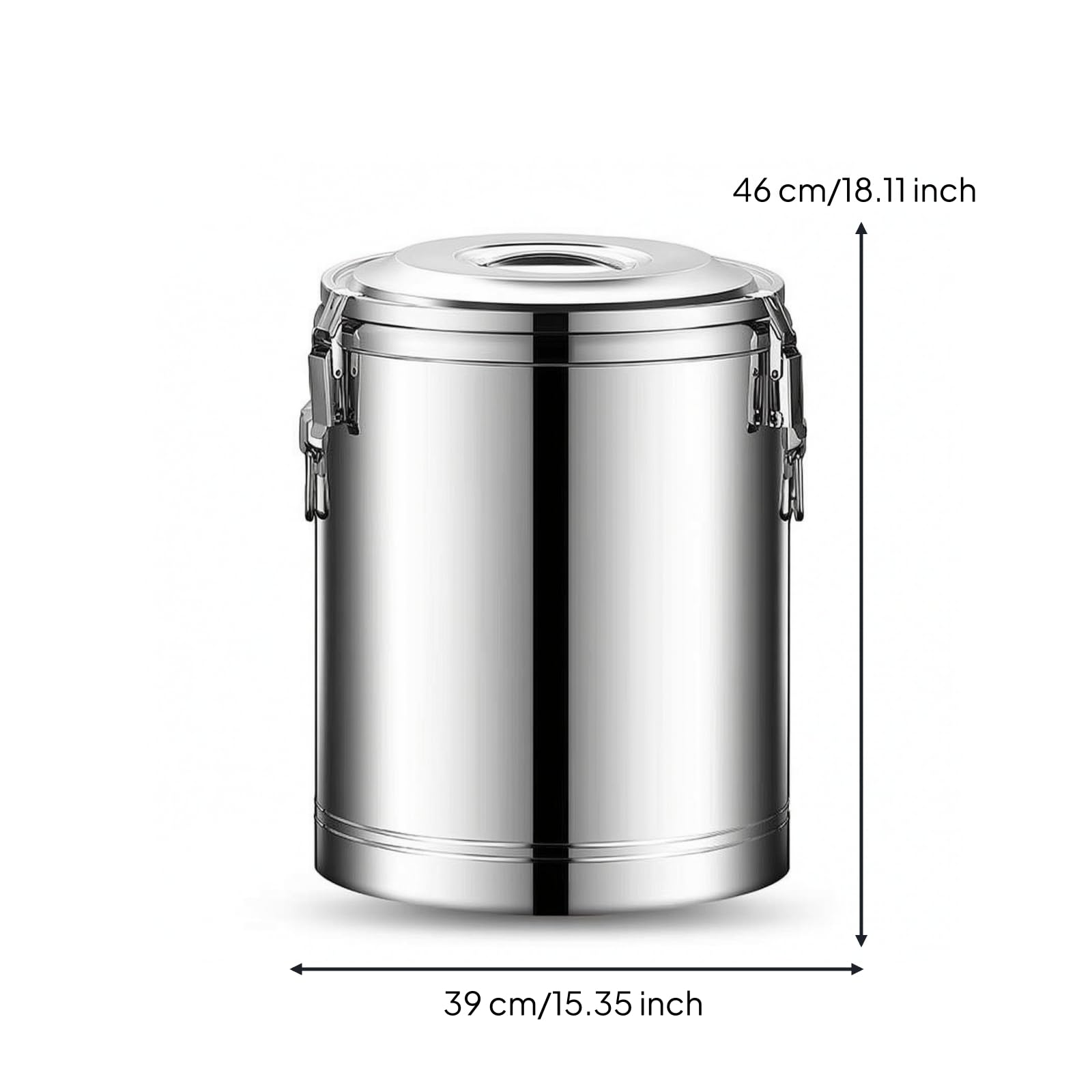 Cubo Térmico con Tapa Comercial Contenedor Isotérmico Acero Inoxidable Sellado Tarro Aislado con Tapa para Restaurantes, Cafeterías, Comedores, 60L, Sin Grifo