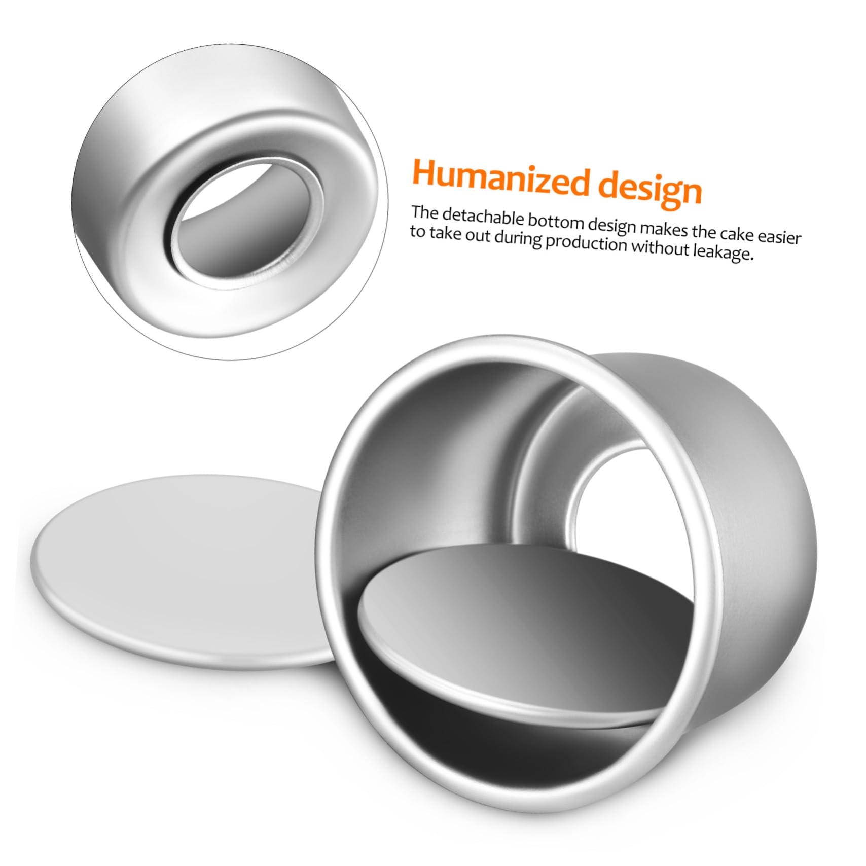 Lurrose Molde Redondo Base Desmontable para Pasteles de Aleación de Aluminio 4 Piezas de 2 Pulgadas, Antiadherente, Adecuado para Hornear en Casa