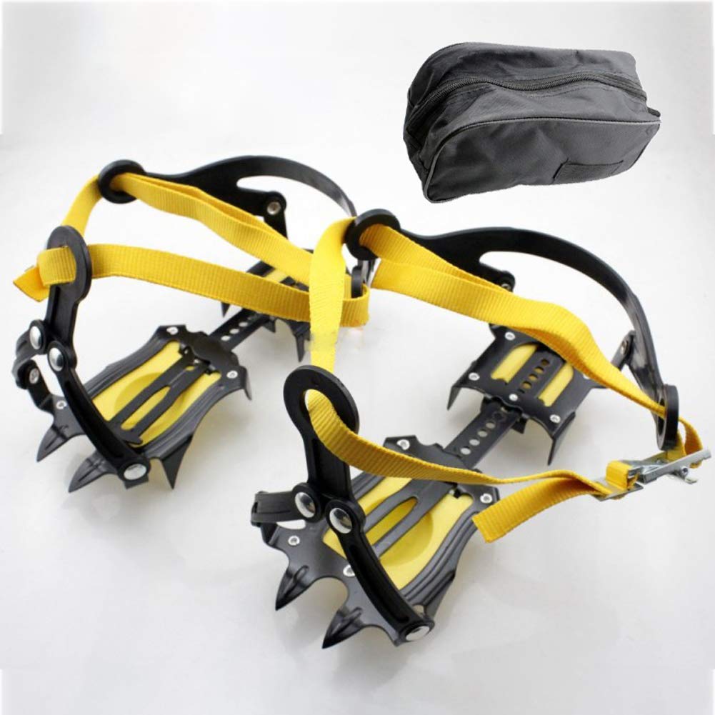 LANGWEI Crampons De Traction pour La Randonnée, Crampons Antidérapants 10 Dixièmes Crampons Crampons À Glace Poignées De Neige avec Pochette De Rangement pour l'escalade sur Neige en Plein Air