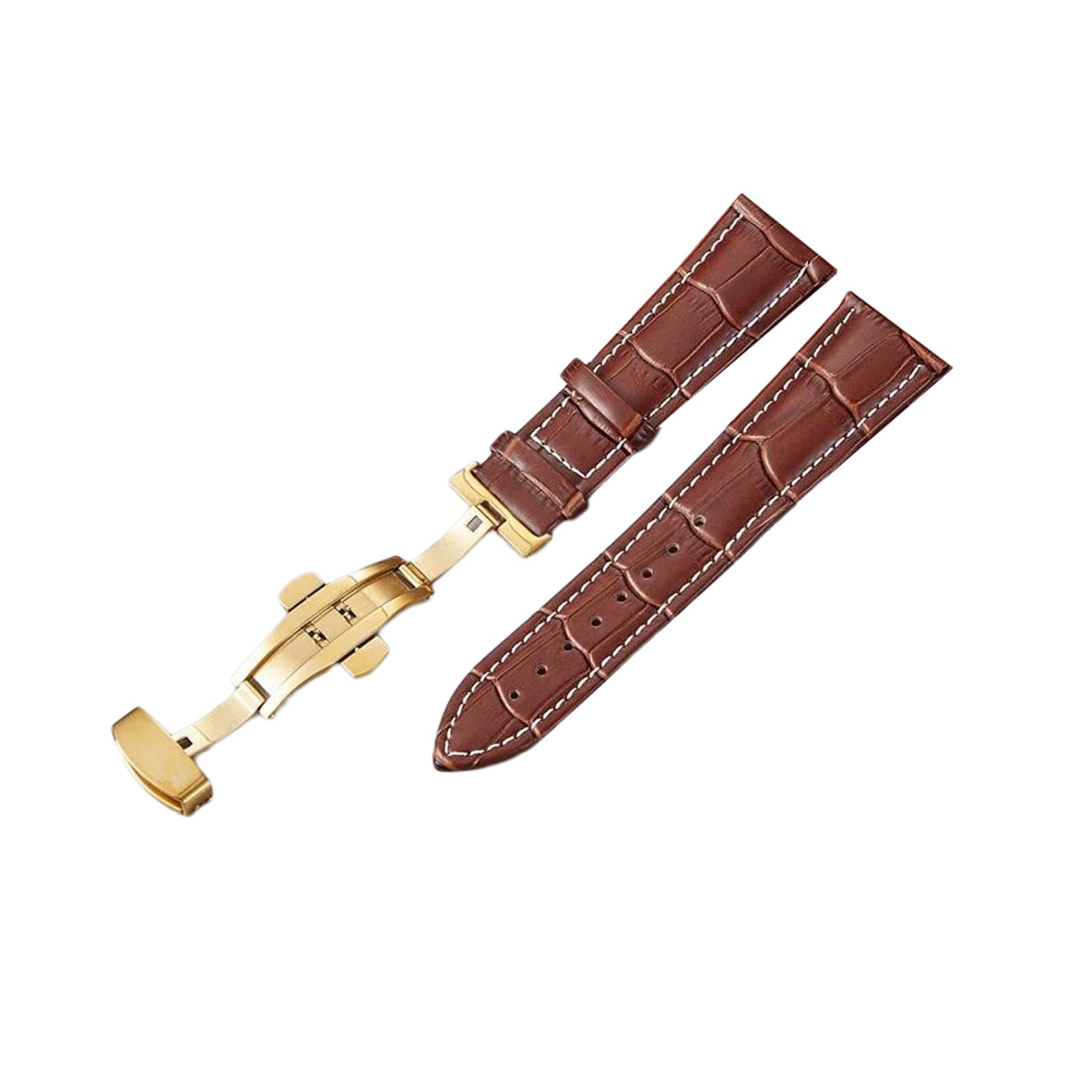 Cinturino per Orologio in Pelle Bovina di Primo Strato con Fibbia deployante a sgancio rapido 18/20/22 / 24mm per Orologi Meccanici, Quarzo