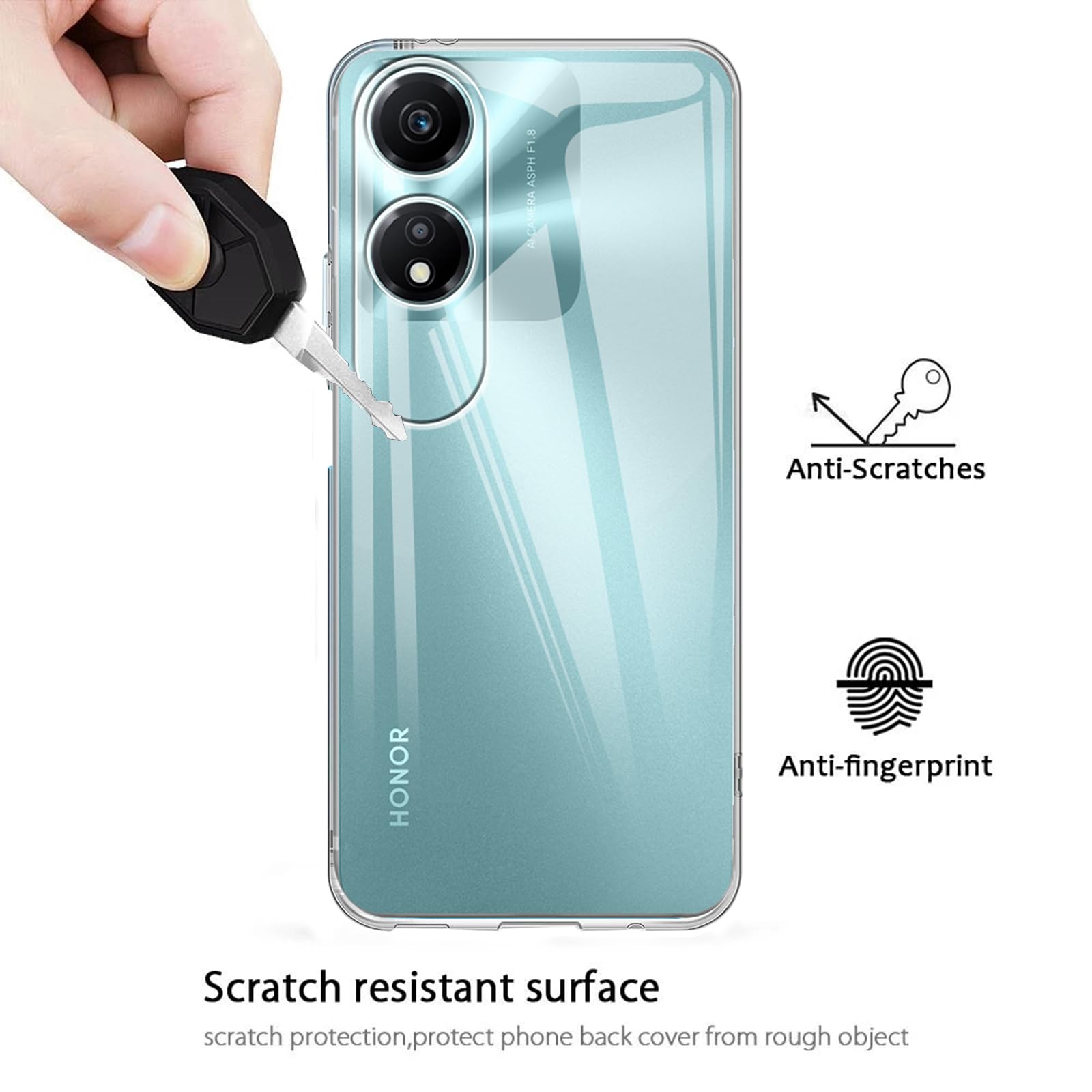 KUSINHOKA Cover per Honor X5 Plus + [3 Pezzi] Pellicola Vetro Temperato, Morbido Silicone [Antiurto] Custodia, Leggero [Anti-Graffio] TPU Trasparente Protettiva Custodia para Honor X5 Plus