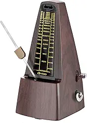 Metrônomo mecânico com sino acentuado, formato clássico, batida precisa, vários modos de batida, adequado para piano, guitarra, bateria, violino, bateria,saxofone etc. madeira granulada som alto