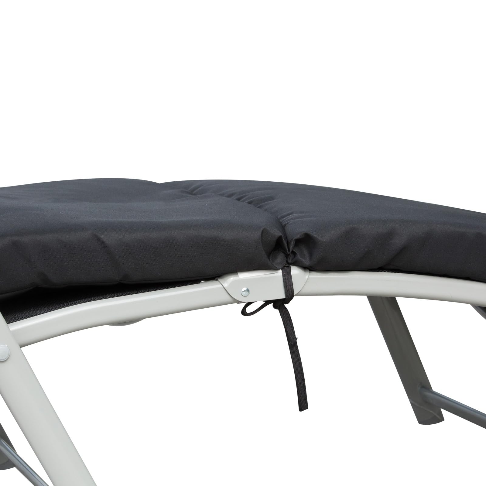 Outsunny Bain de Soleil Pliable Transat 7 Positions Charge 165 kg Noir | Inclinable, Chaise Longue, Dossier, Coussin, Appui-tête, Accoudoirs, Métal Époxy Textilène Polyester, pour Jardin, Piscine
