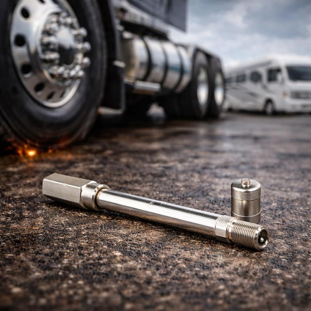 Haltec 4.25 Inch Long Valve Stem Extender Rods | Heavy Duty Tire Valve Extensions for Commercial Trucks, RVs, Trailers | Corrosion-Resistant Nickel Plated Finish