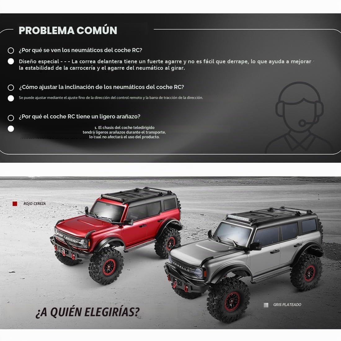 RC Draft Crawlers, escala 1/10 2.4G 4WD RC Off-Road Car sin cabrestante, alta velocidad 11 km/h y baja velocidad 3 km/h, regalo de coche de hobby para adultos (versión RTR / gris metálico)