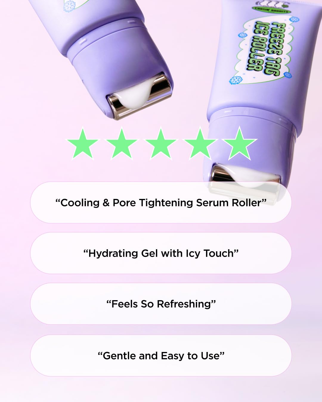 CHASIN' RABBITS Freeze Tag Ice Roller 1.69 fl.oz, Cold Face Roller, Pore Tightening, Skin Firming, Derma Roller, Stainless Steel Gua Sha Gel Serum, Hyaluronic Acid, Corn Mint Extract, Korean Skincare - Image 3