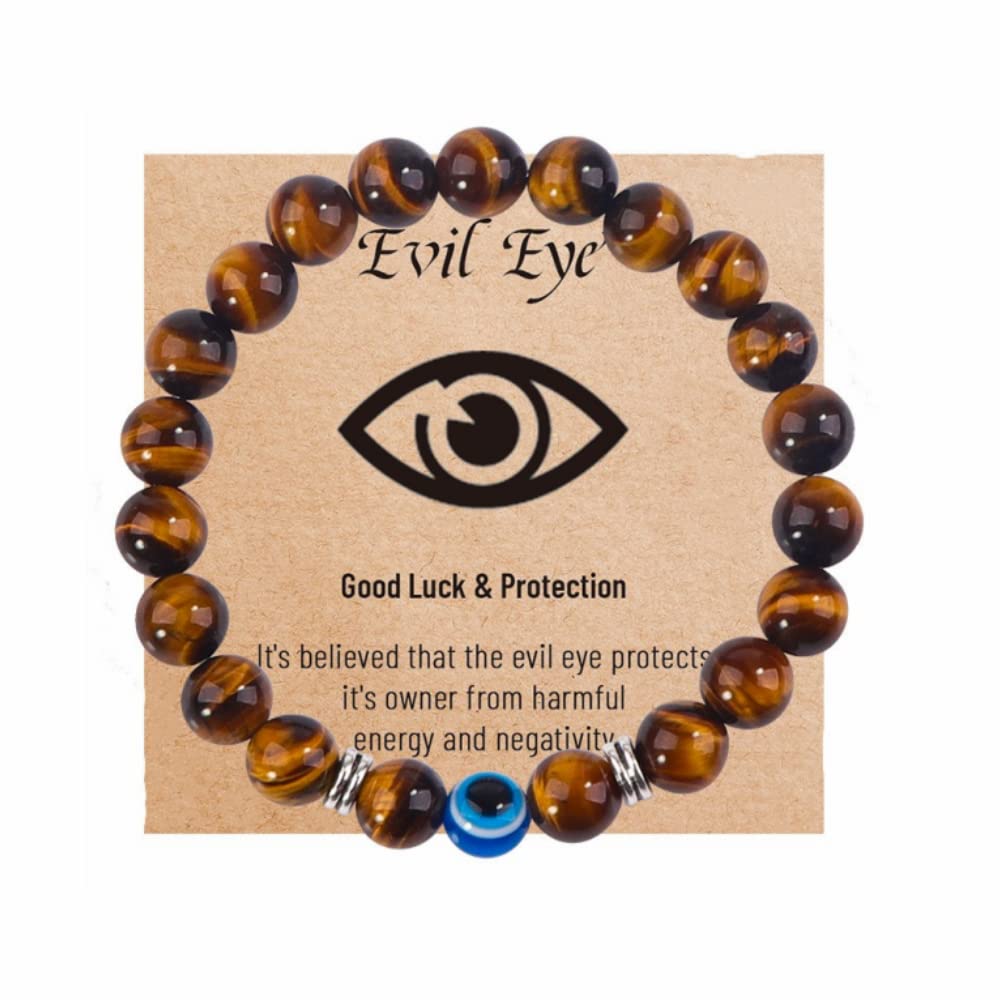 Blue Evil Eye Bracelets,Evil Eye Lucky Bracelet for Protection Blessing,Black Bead Protection Jewelry Handmade Bracelet for Women Men Gift