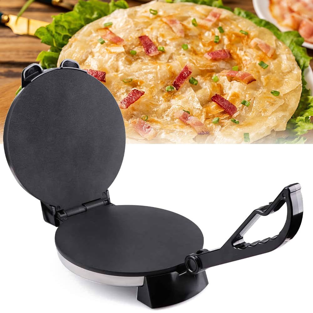 1800W Electric Crepe Maker, griglia bifacciale da 12 Pollici con Superficie Antiaderente, termostato Regolabile per Tortillas & Chapati, Luce a LED, Design Compatto Facile da Pulire