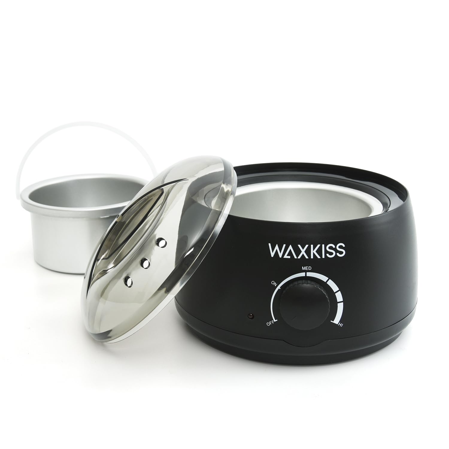 Waxkiss Calentador de cera de 14 onzas, calentador de cera profesional para depilación con tapa transparente y máquina de fusión de cera de aluminio para mujeres y hombres