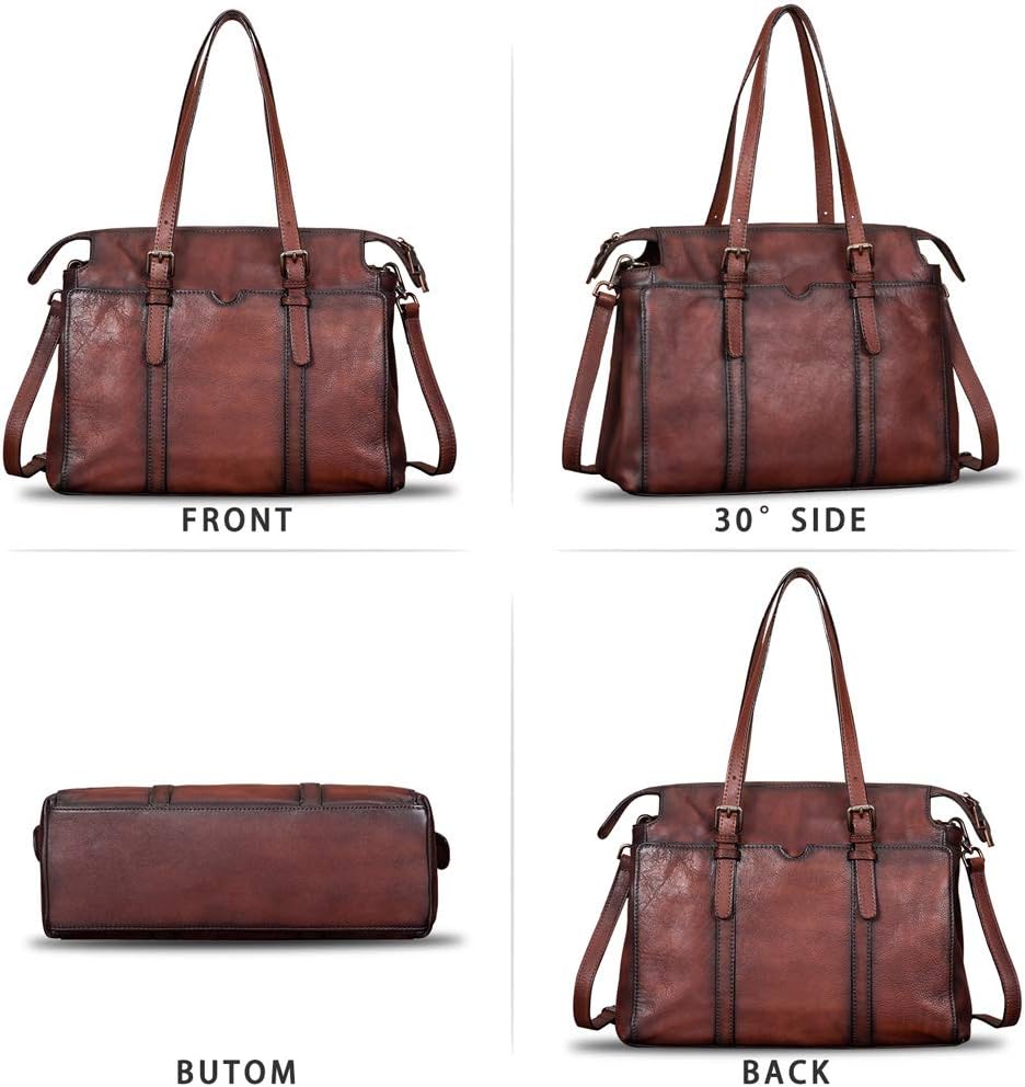 Genuine Leather Shoulder Bag Tote Bag for Women Vintage Real Leather Purses and Handbags Crossbody Satchel Bag with Strap - Image 4
