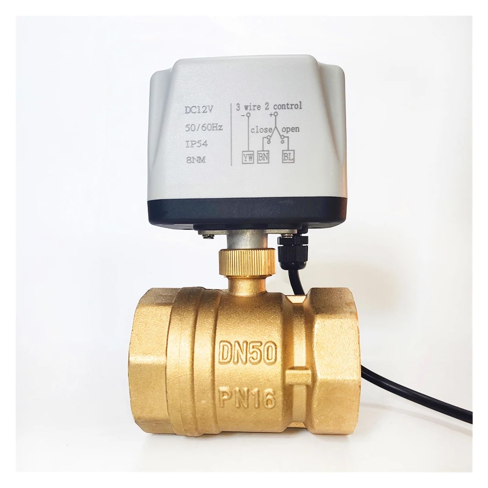 Vanne à bille motorisée DN50 2 pouces DC12V à 3 fils pour contrôle d'eau