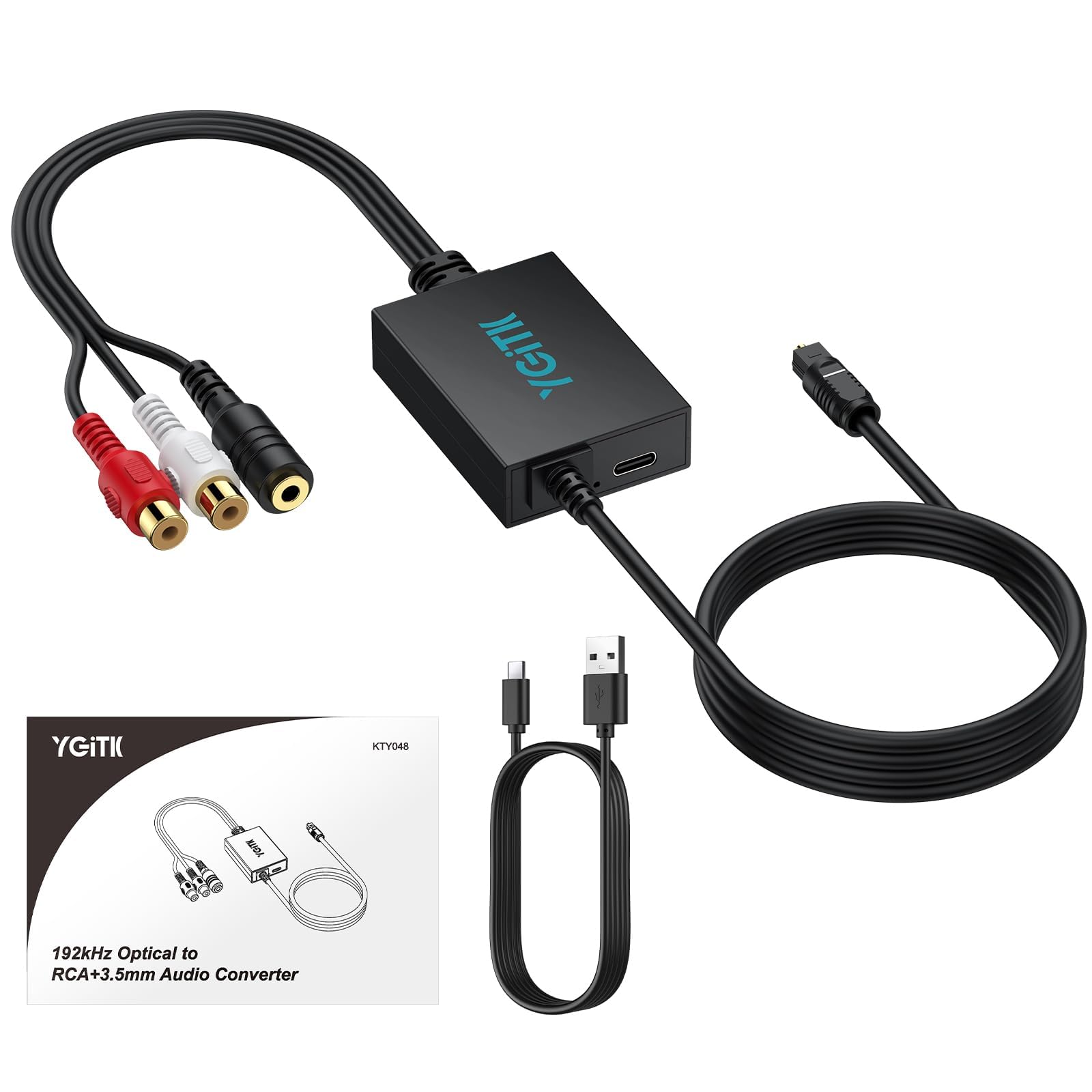 Convertitore Ottico a RCA 3.5mm DAC Audio Digitale 192kHz/24bit Chip Amplificazione per TV Blu-ray