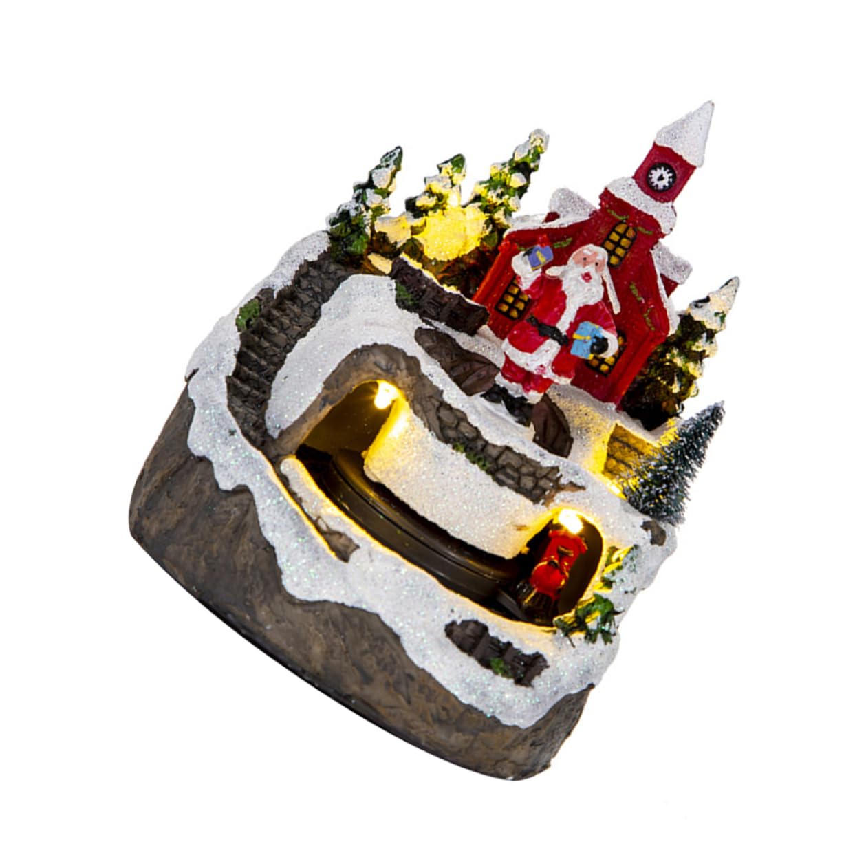 PRETYZOOM Led Beleuchtetes Haus Mit Musik Und Zugbewegung Resin Miniatur Weihnachtsdeko Figurine Für Weihnachtsfeier Und Geschenke Kompakt Und Stimmungsvolle Tischdekoration