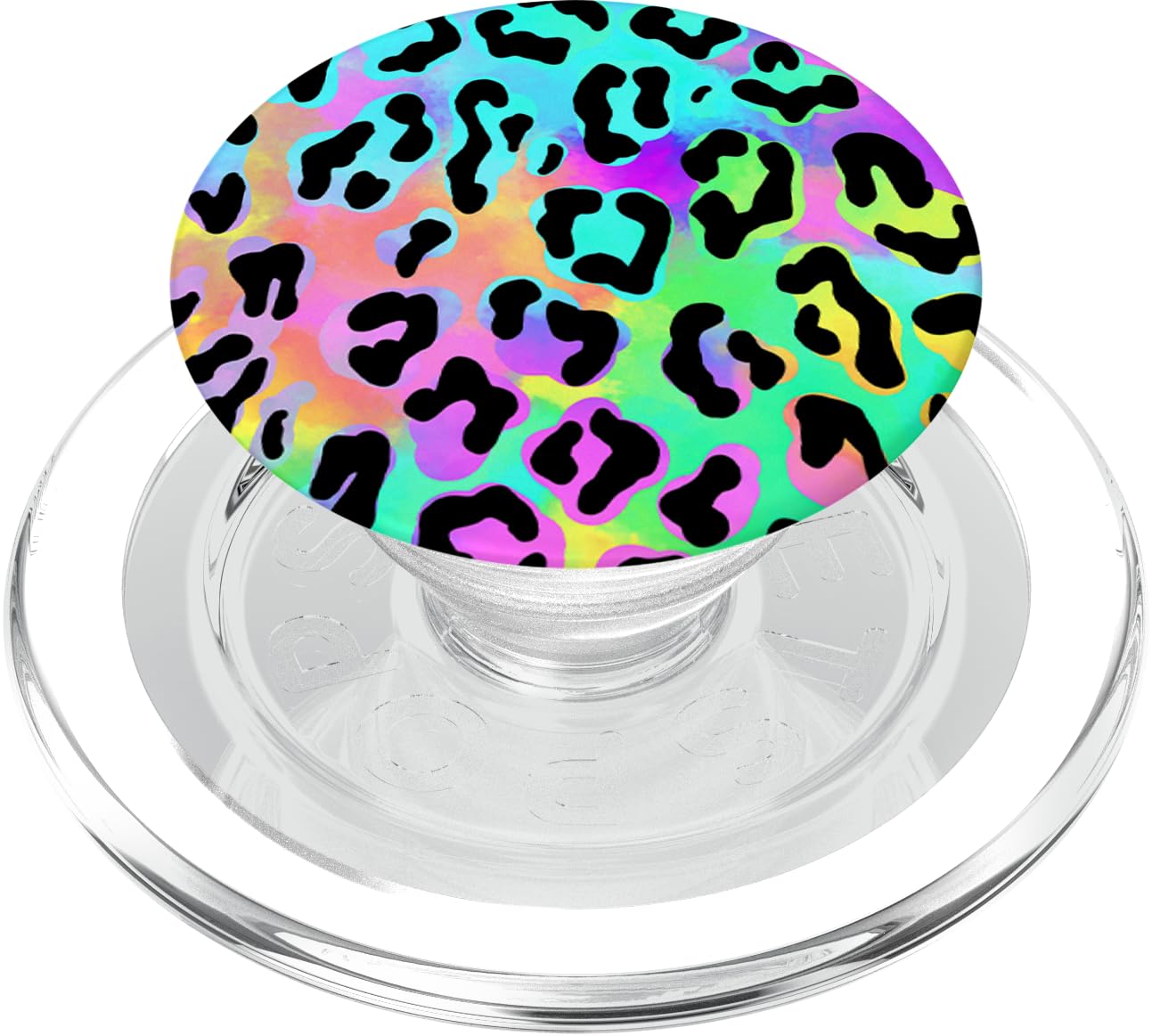 Leopard Print in Green Cyan Pink Blue Yellow Orange AEHP433 PopSockets PopGrip: Swappable Grip for Phones & Tablets PopSockets PopGrip for MagSafe