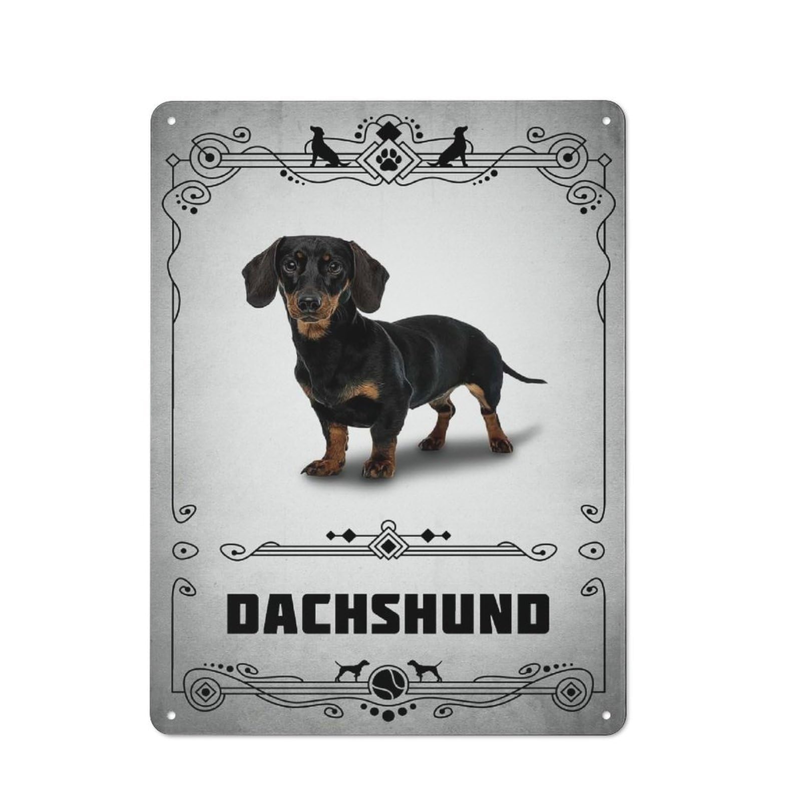 Junmoney Style-2 Tin Wall Plaque 40X30cm With Dachshund For Café Or Restaurant, Housewarming Present For People Styling Café And Restaurant