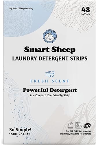 Smart Sheep - Tiras de lavandería - 48 cargas - Tiras de detergente para ropa - Tiras de detergente para pieles sensibles - Prácticas ecológicas y