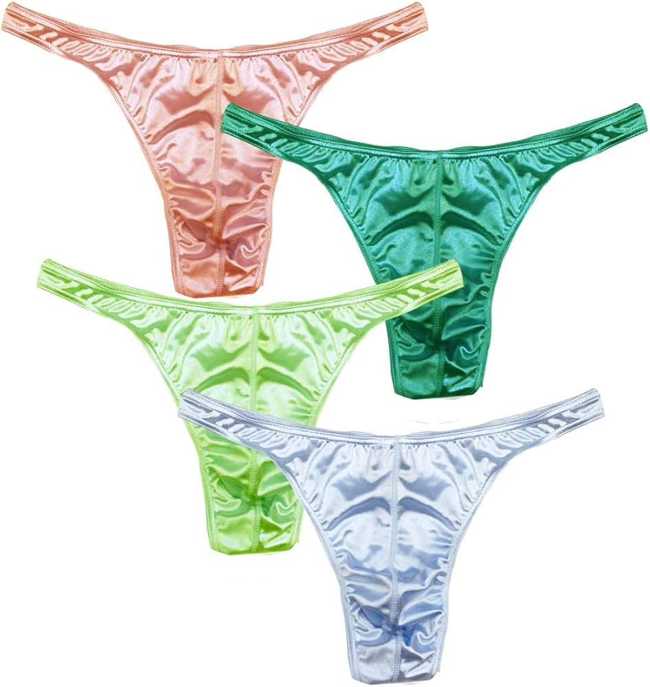 Amazon | [MIERSIDE] 4枚メンズ シルク サテン 光沢感 下着 男性 T