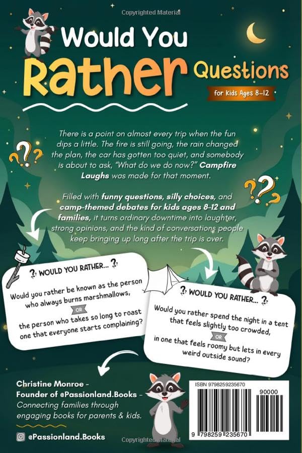 Image of Campfire Laughs: Would You Rather Questions for Kids Ages 8-12: Funny Choices & Silly Debates for Families, Camping Trips, Cabin Nights, and Road Trips