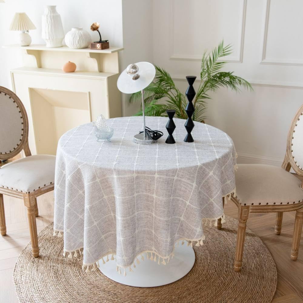 Nappe ronde à carreaux pour décoration de mariage et grand dîner