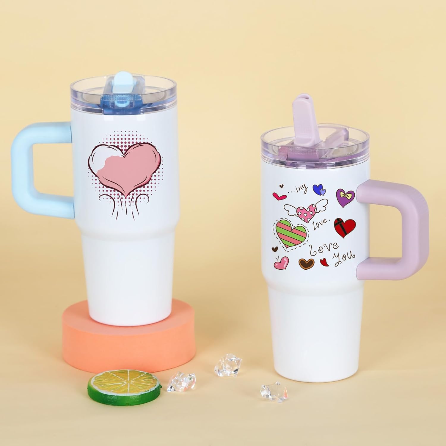 4 Pack 14 Oz Sublimation Tumblers Bulk for Kids with Handle & Splash Proof Detachable Flip Straw Lid, Kids 14 Oz Stainless Steel Double Insulated Sublimation Tumbler Blanks (Mixed Colors) - Image 3