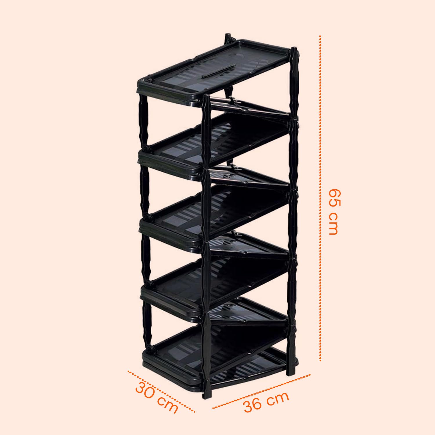 Avilia Shoe Rack for 10 Pairs of Shoes with Zip Extendable Plastic 36 x 30 x 65 cm Black
