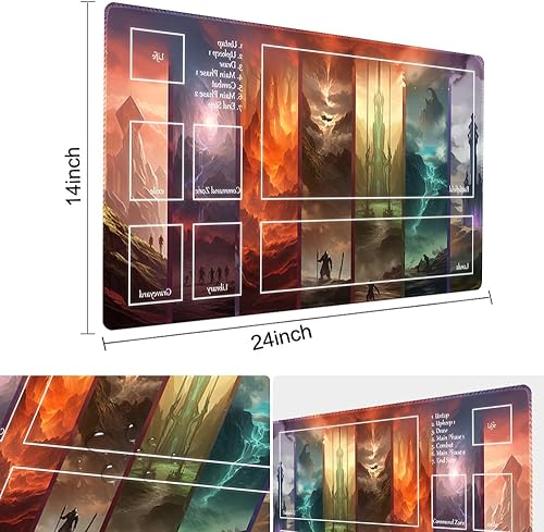 Miniatura 3 de MTG - Tapete de juego de 24 x 14 pulgadas, bolsas de almacenamiento antideslizantes, ideal para entusiastas de los juegos de cartas, tapete de juego