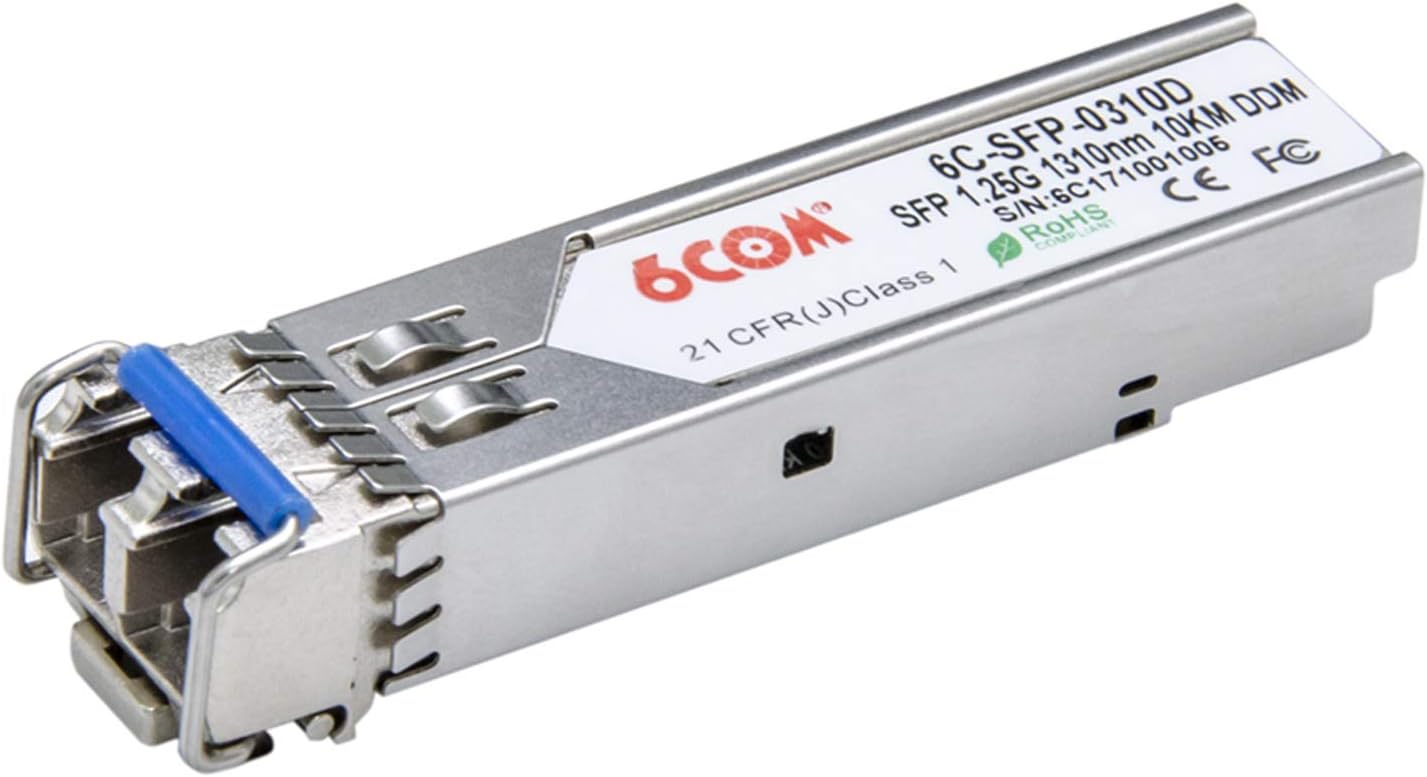 1.25G SFP Transceiver, Gigabit 1000BASE-LX LC Single-Mode Module, 1310nm SMF, up to 10 km, for Cisco, Netgear AGM732F, Ubiquiti, ZTE, and More